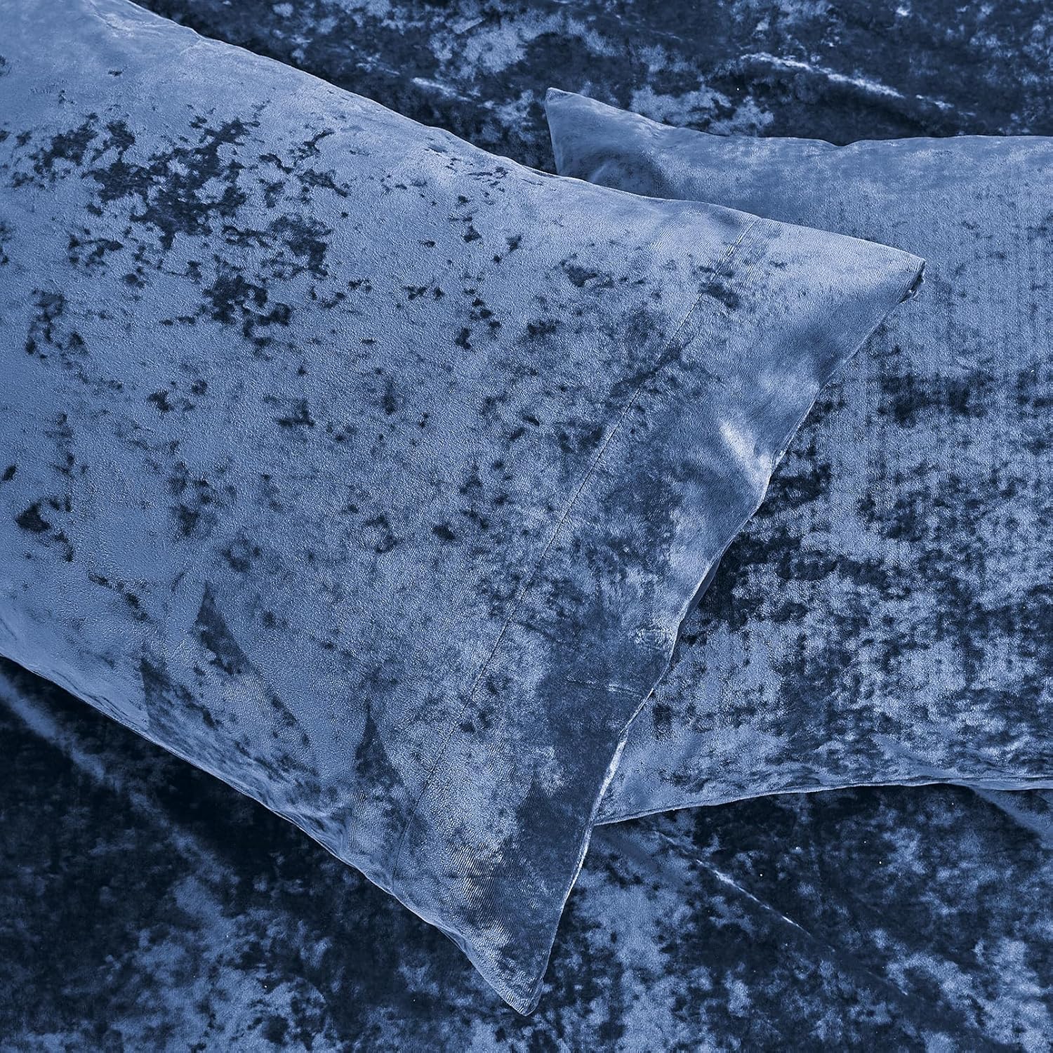 Velvet Navy Blue Bed Set