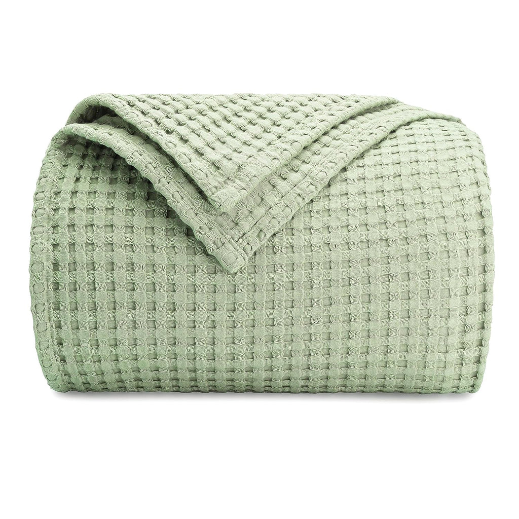 Sage Green Waffle Knitted Blanket