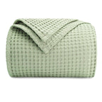 Sage Green Waffle Knitted Blanket