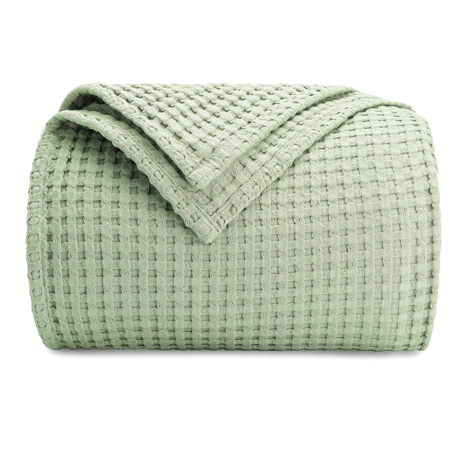 Sage Green Waffle Knitted Blanket