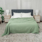 Sage Green Waffle Knitted Blanket
