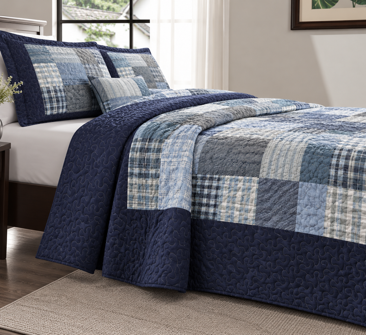 Denim Blue Artistry Bed Spread