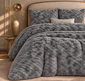 Honey Nest Charcoal Grey Shaggy Bed Set