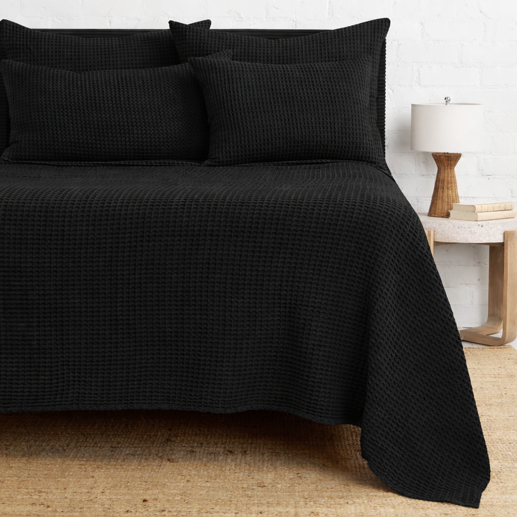 Black Waffle Bed Set