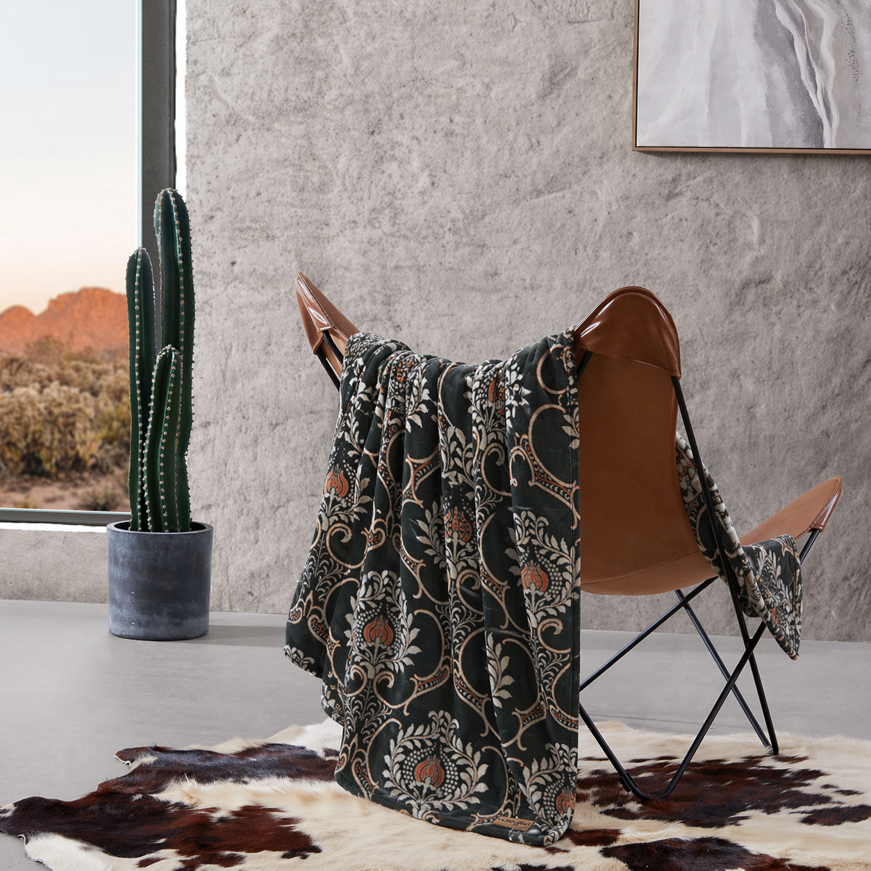 Printed Black Traditional Fleece Blanket