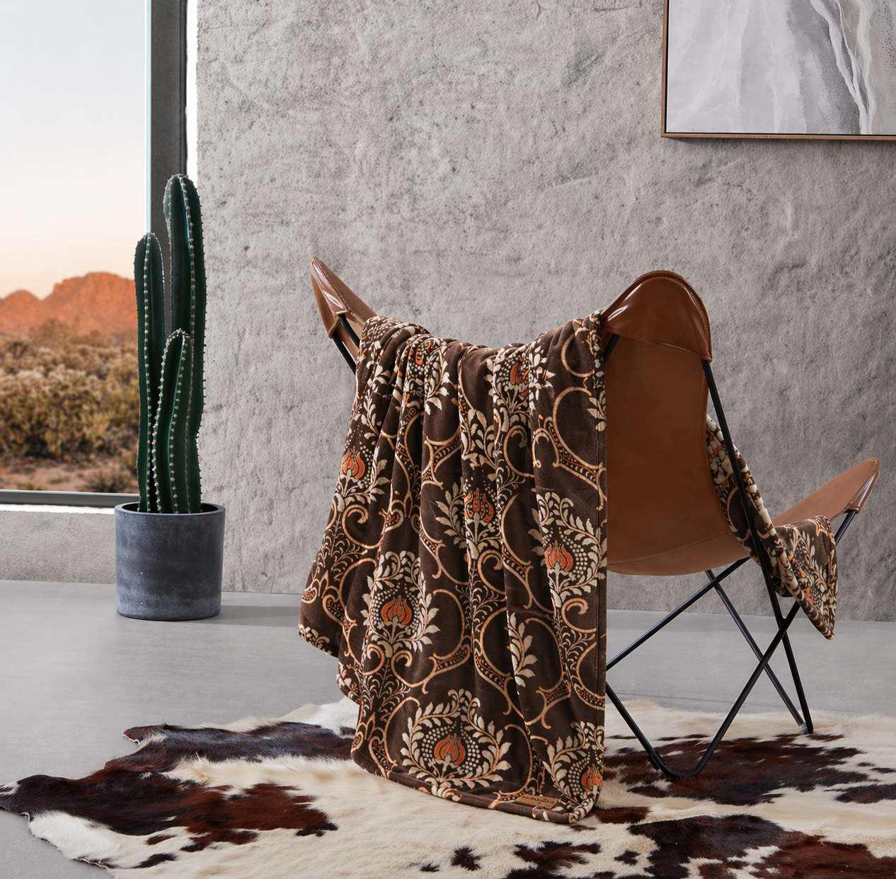 Printed Brown Traditional Fleece Blanket