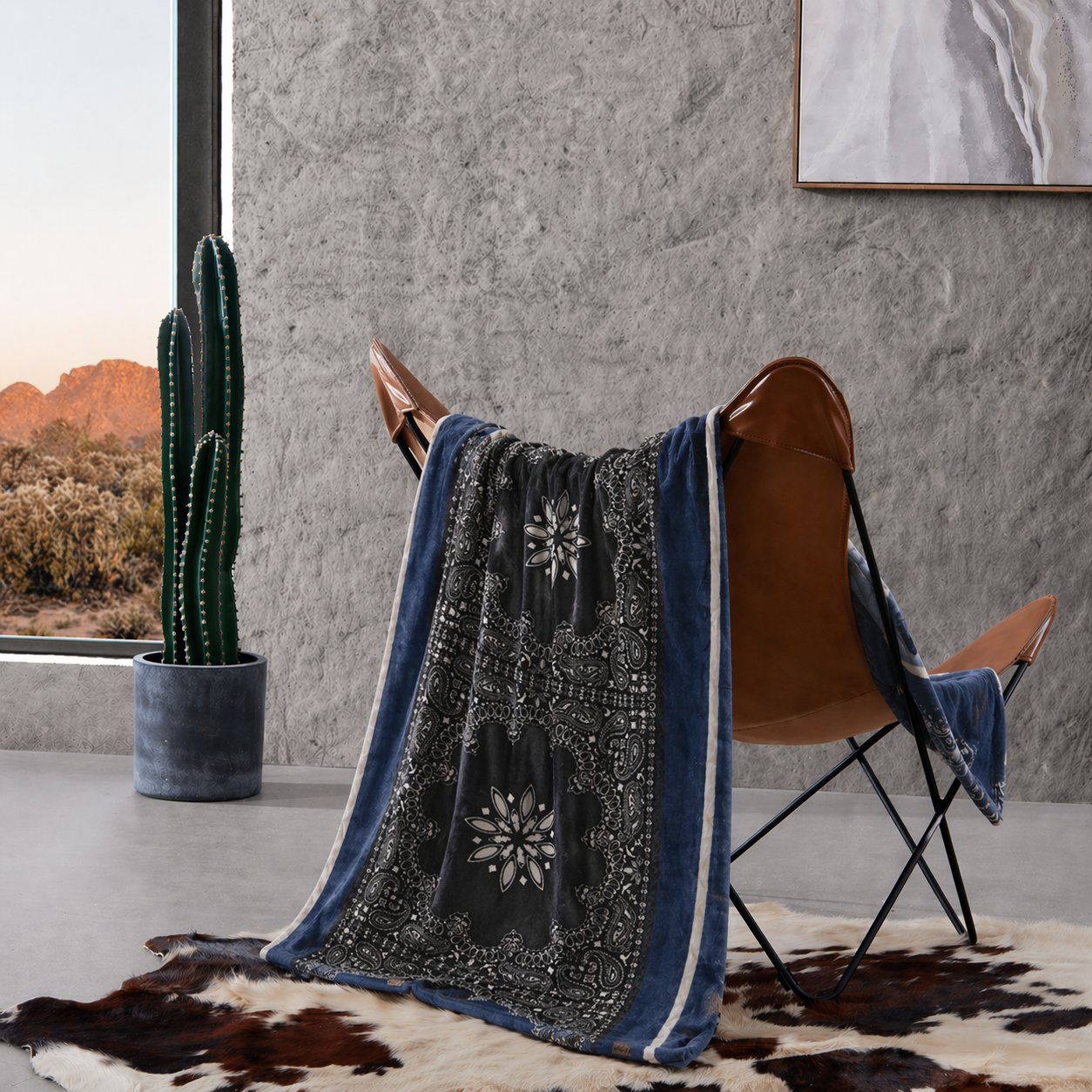 Printed Blue Stripe Fleece Blanket