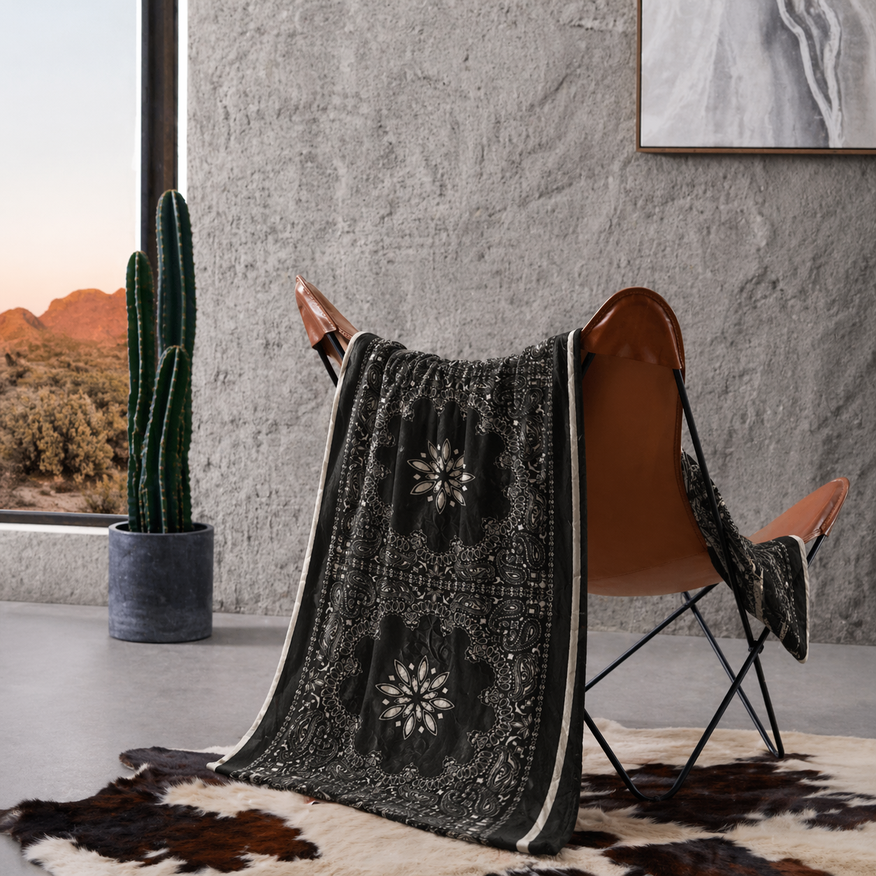 Printed Black Stripe Fleece Blanket