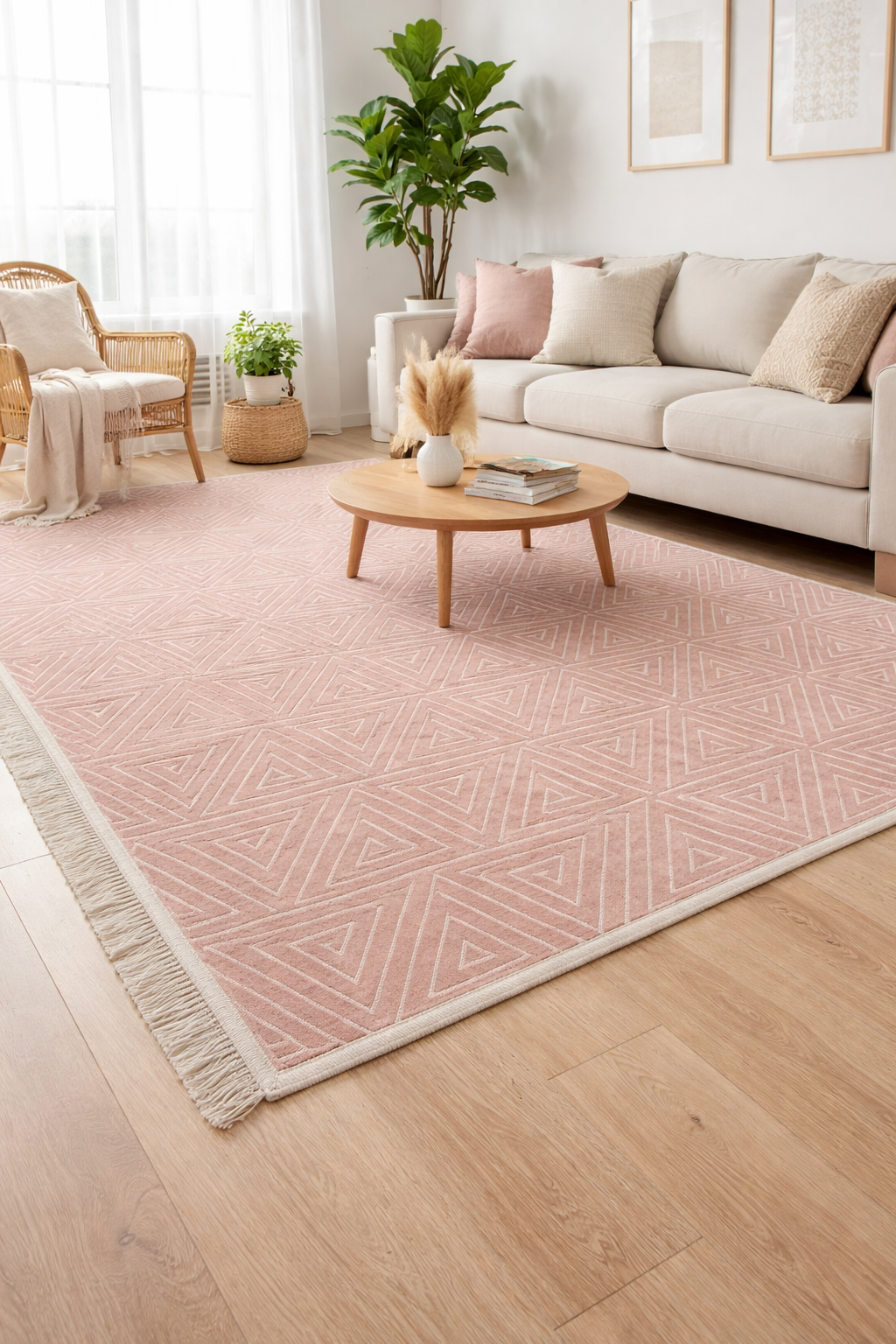 Geometric Pink Rug
