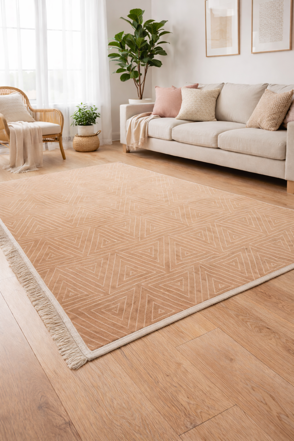 Geometric Beige Rug