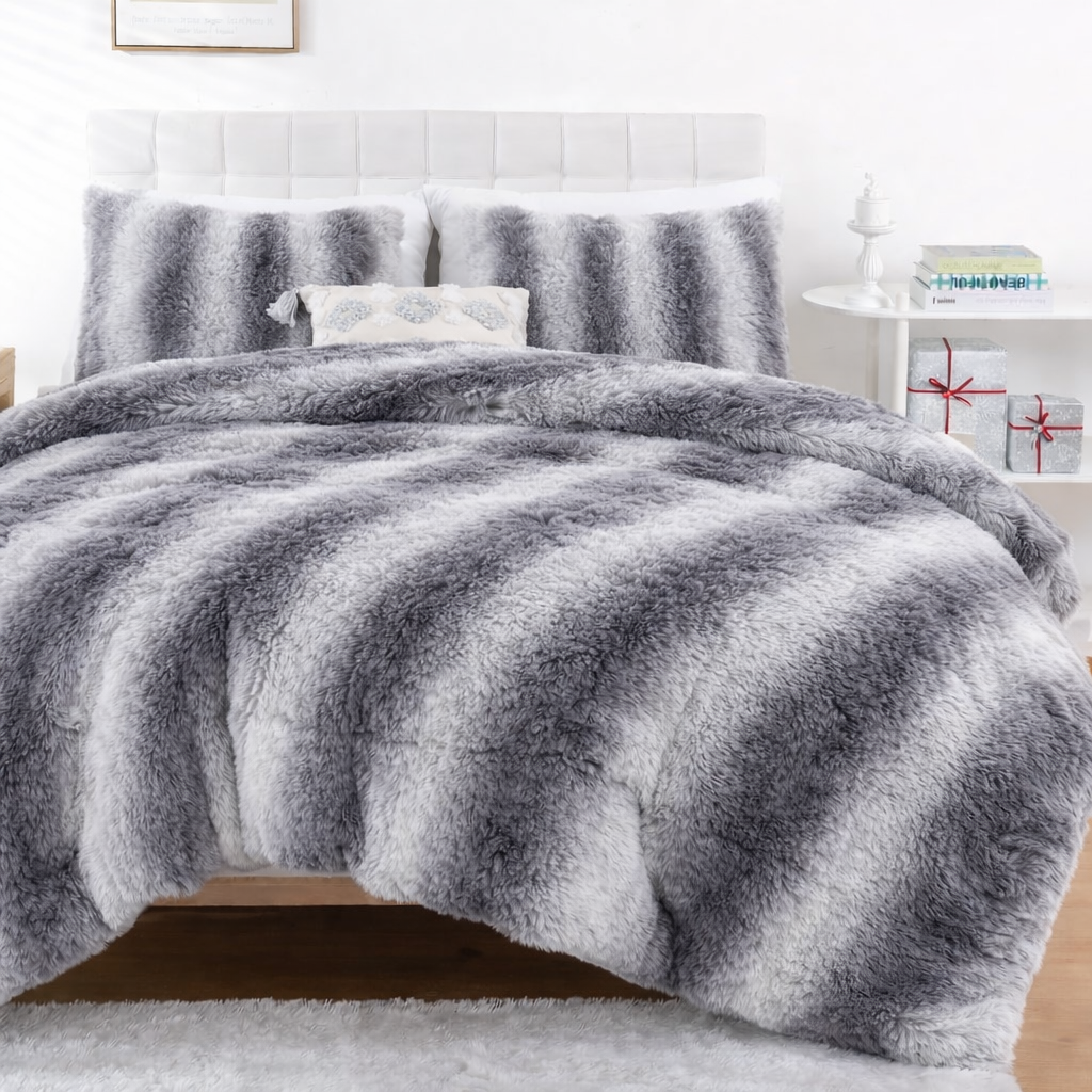 Grey Stripe Shaggy Set