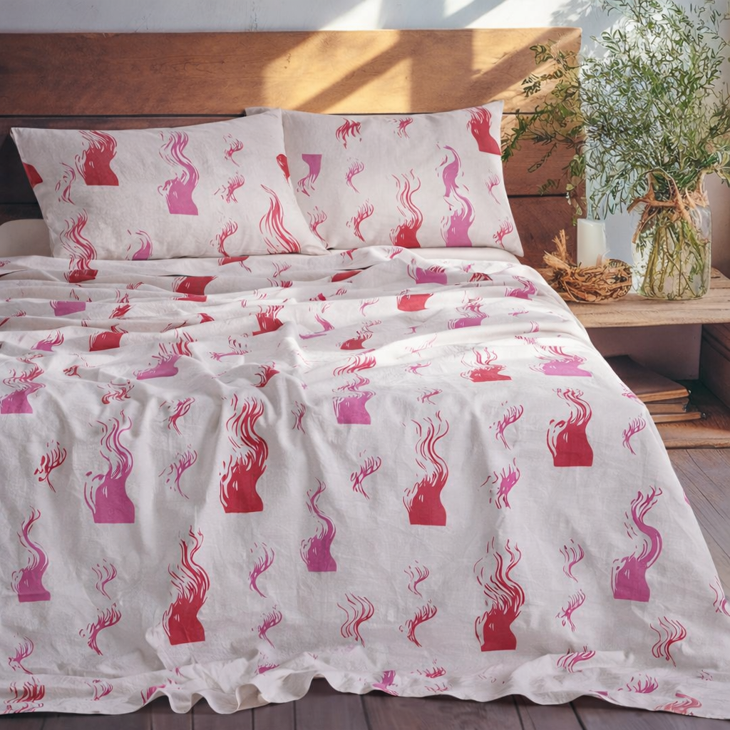 Flail Flora Pink Bed Sheet