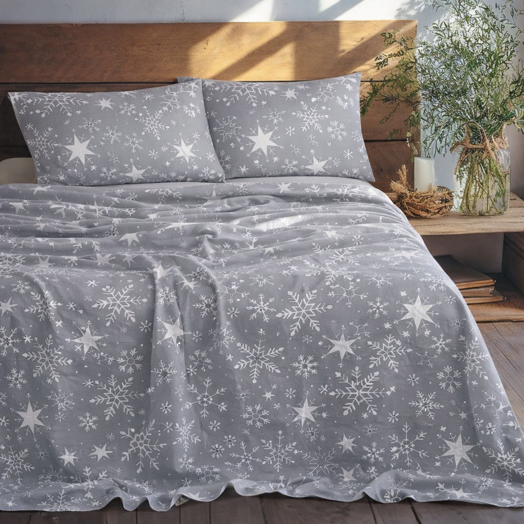 Starry Flora Grey Bed Sheet