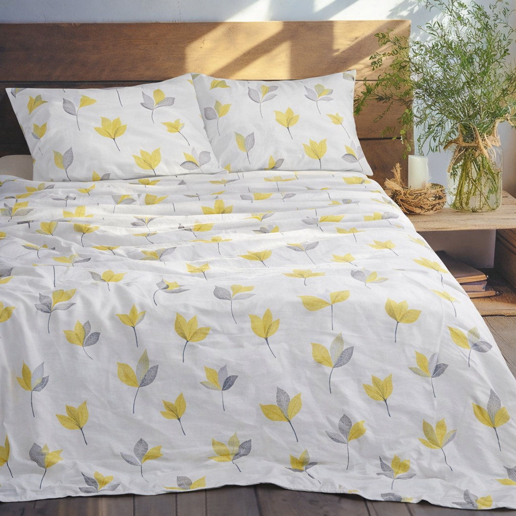 Morning Leaf Yellow Bed Sheet