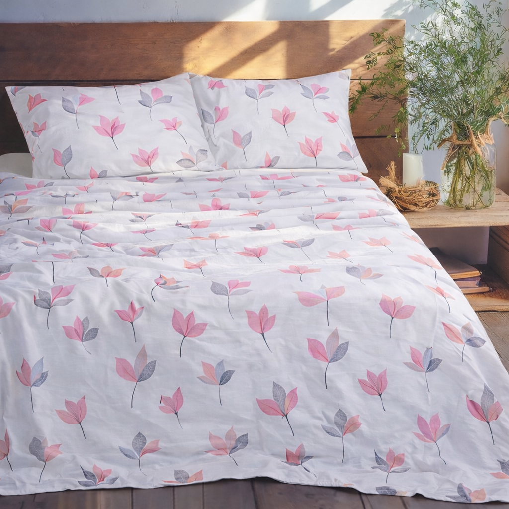 Morning Leaf Pink Bed Sheet