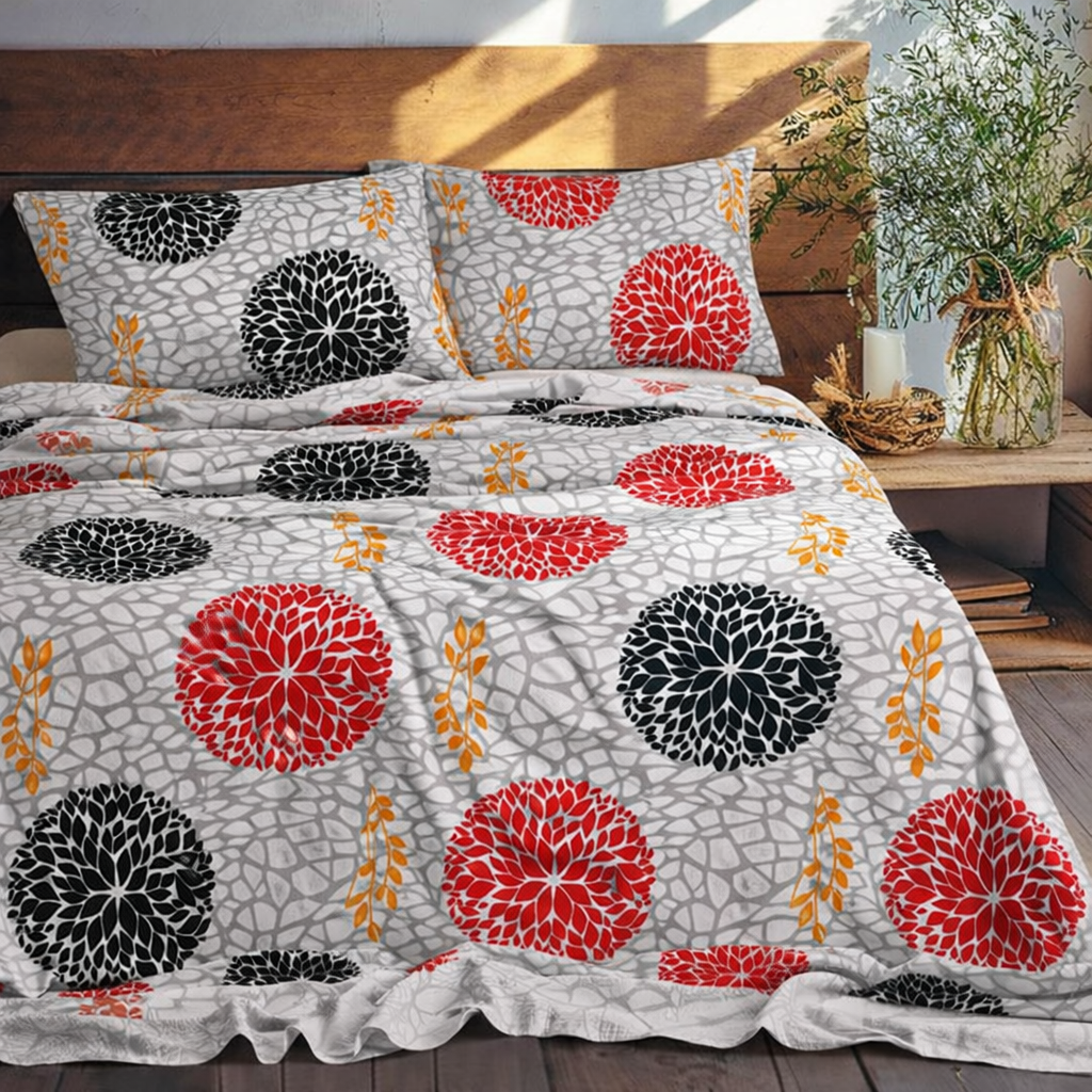 Bladed Leaves Red Bed Sheet