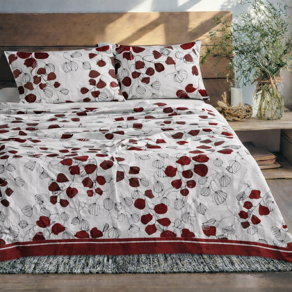 Dark Red Petals Bed Sheet