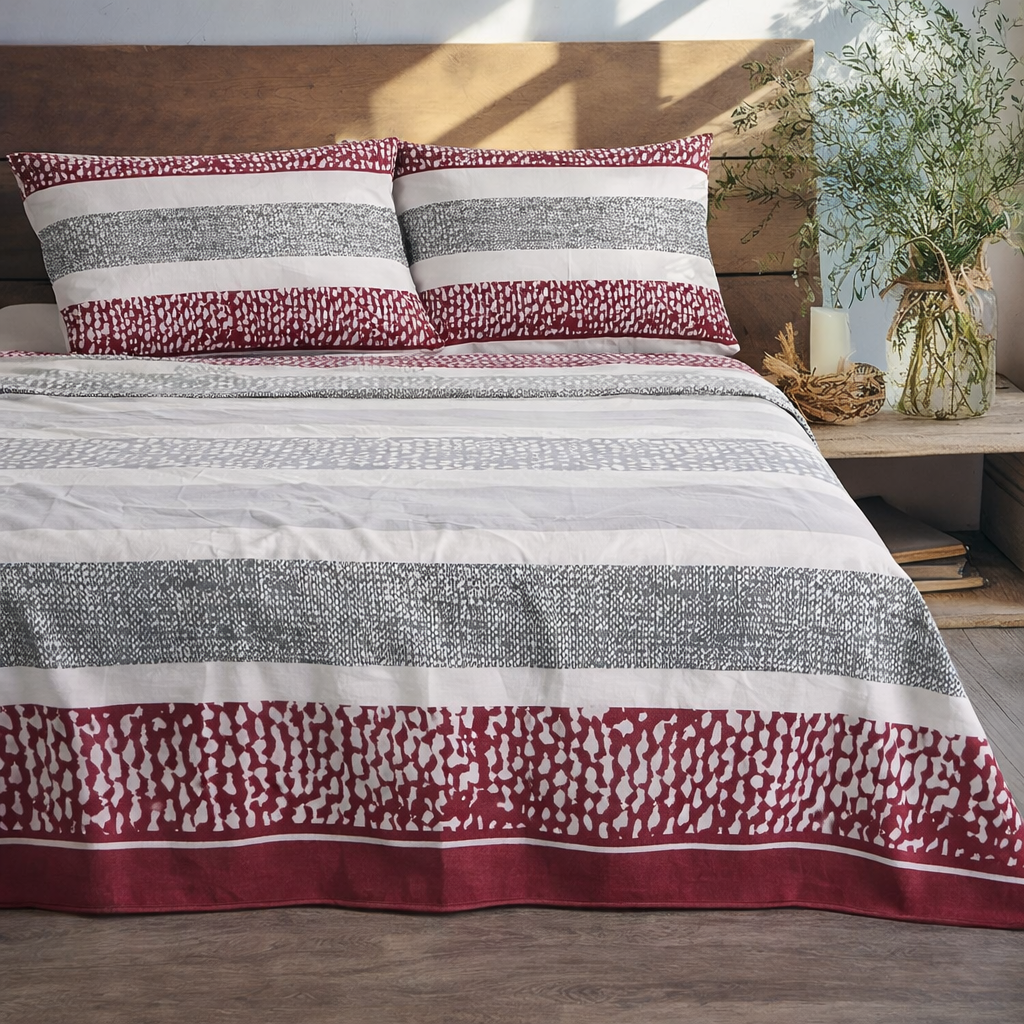 Stripeful Red Bed Sheet