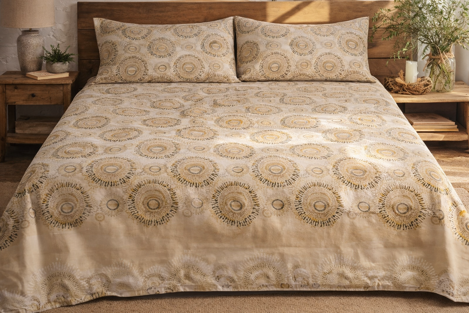Beige Rings Bed Sheet