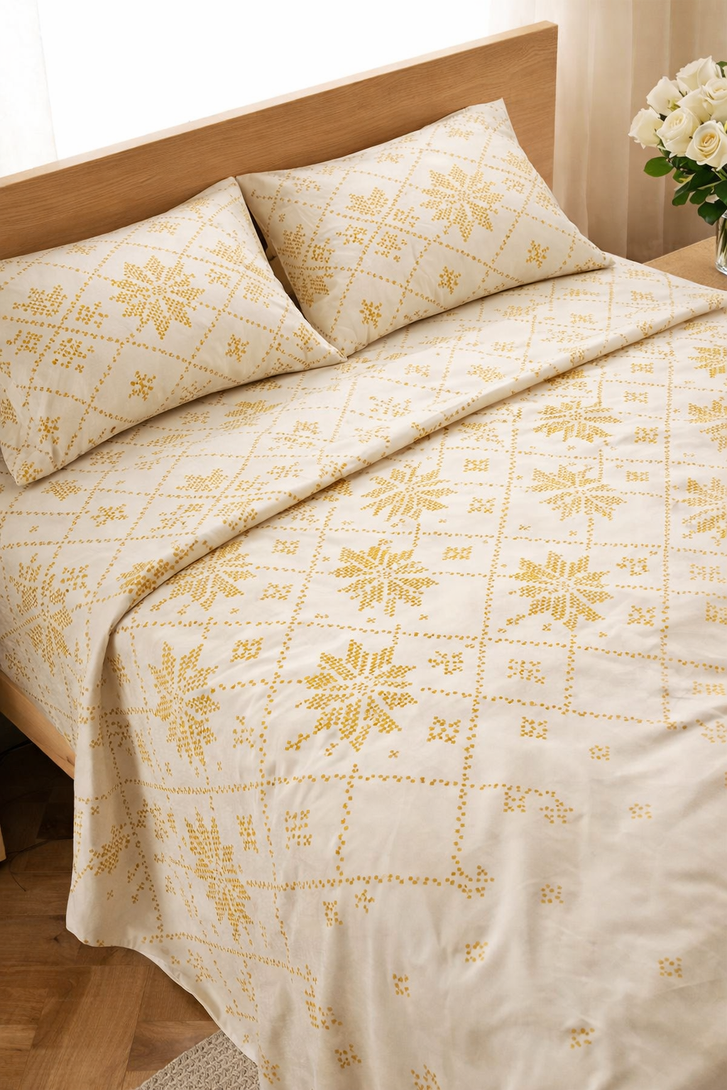 Small Starry Beige Bed Sheet
