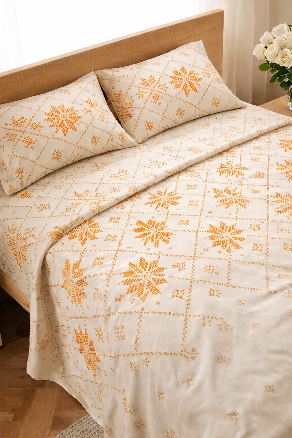 Small Starry Orange Bed Sheet