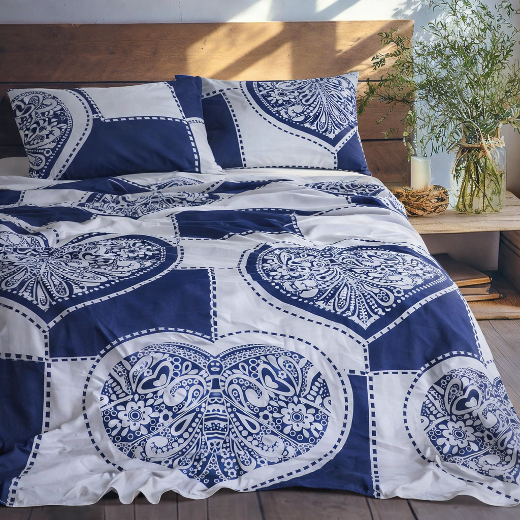 Blue Hearts Bed Sheet