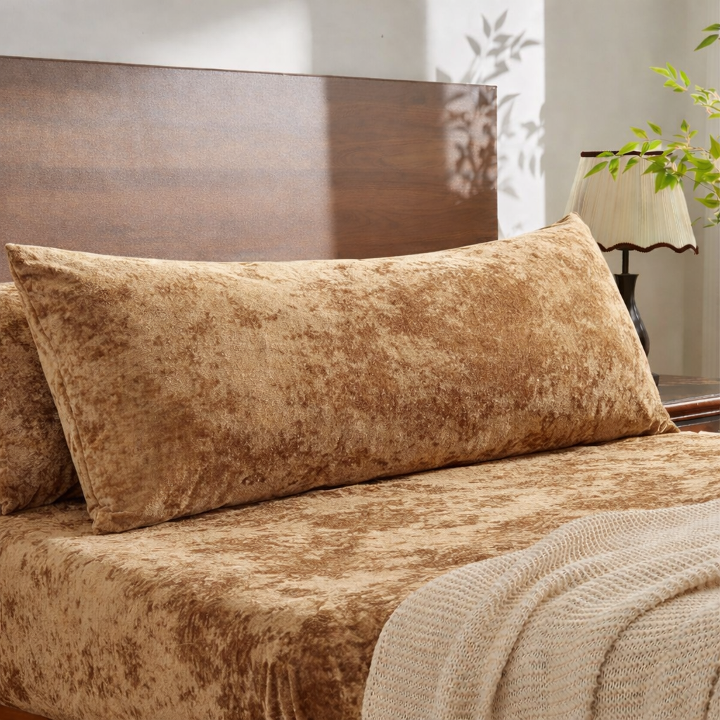 Camel Velvet Body Pillow