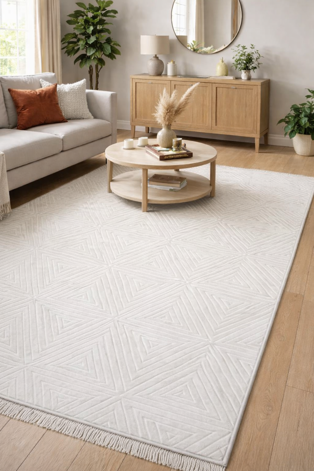 Geometric Off White Rug