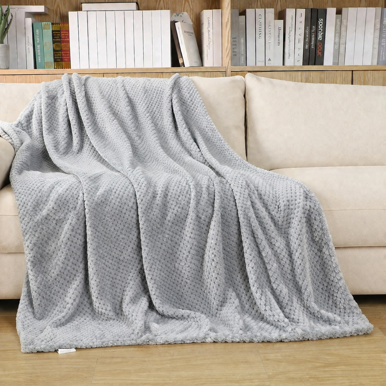 Silver Waffle Texture Fleece Blanket