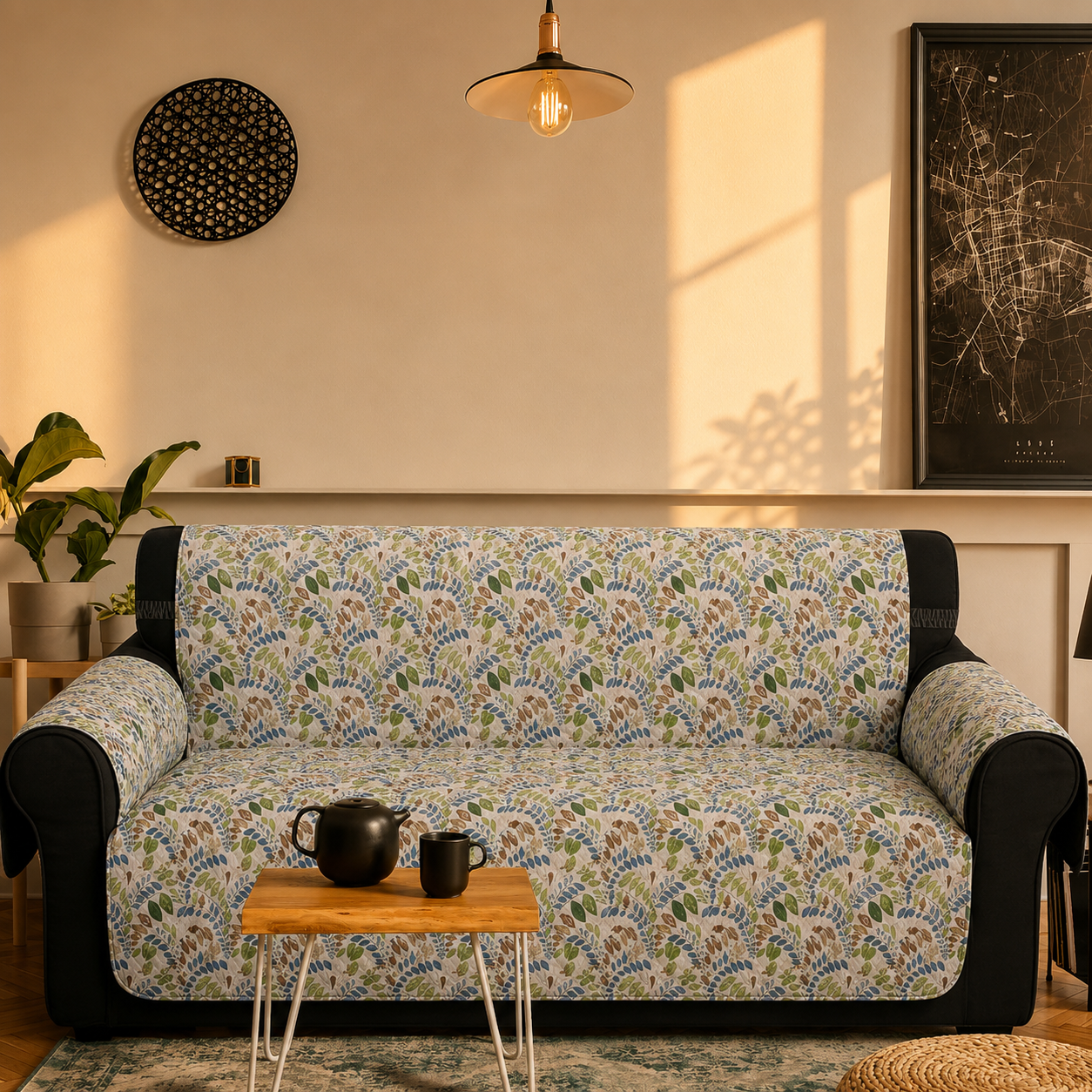 Natural Forest Diamond Quilted Sofa Cover