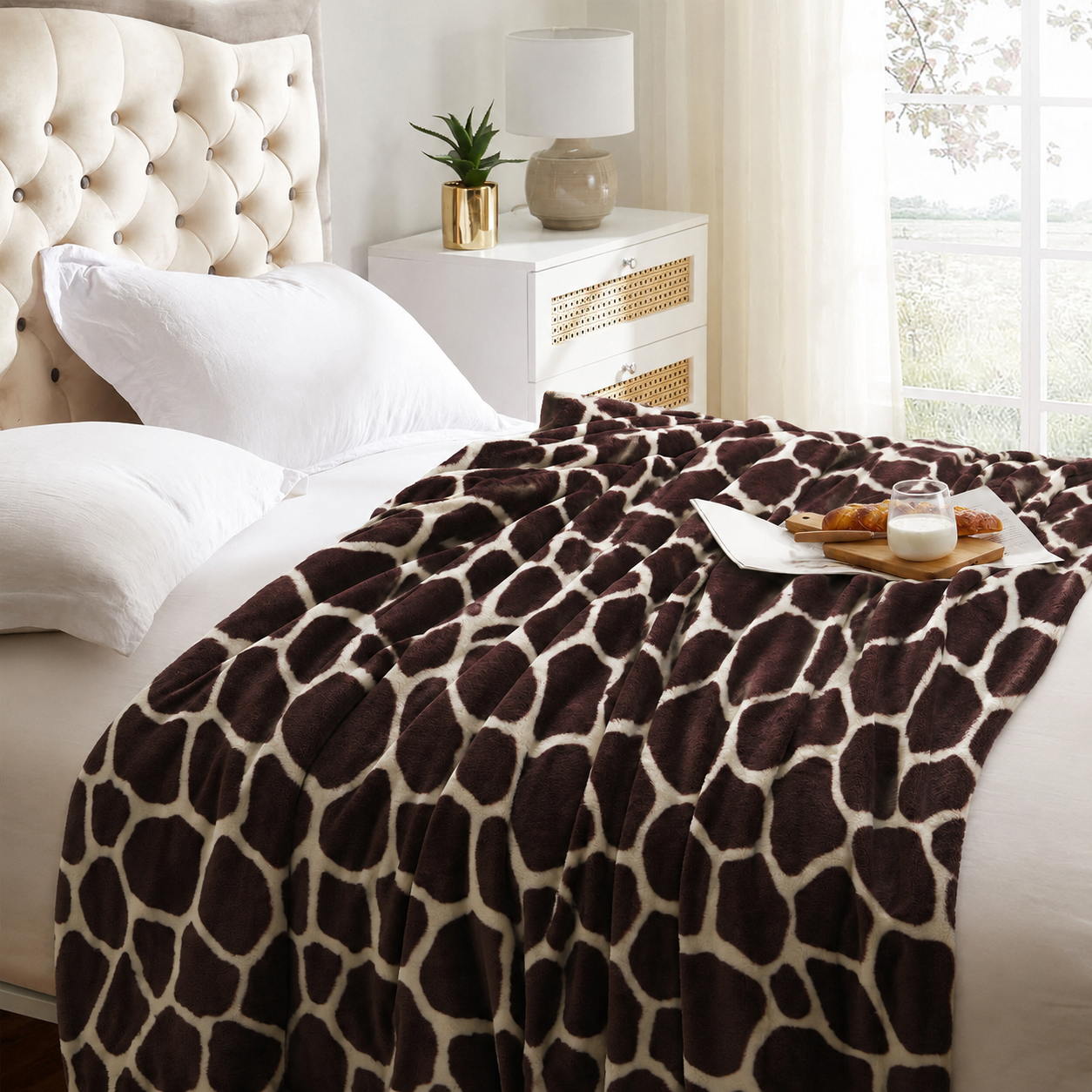 Printed Seastone Brown Fleece Blanket