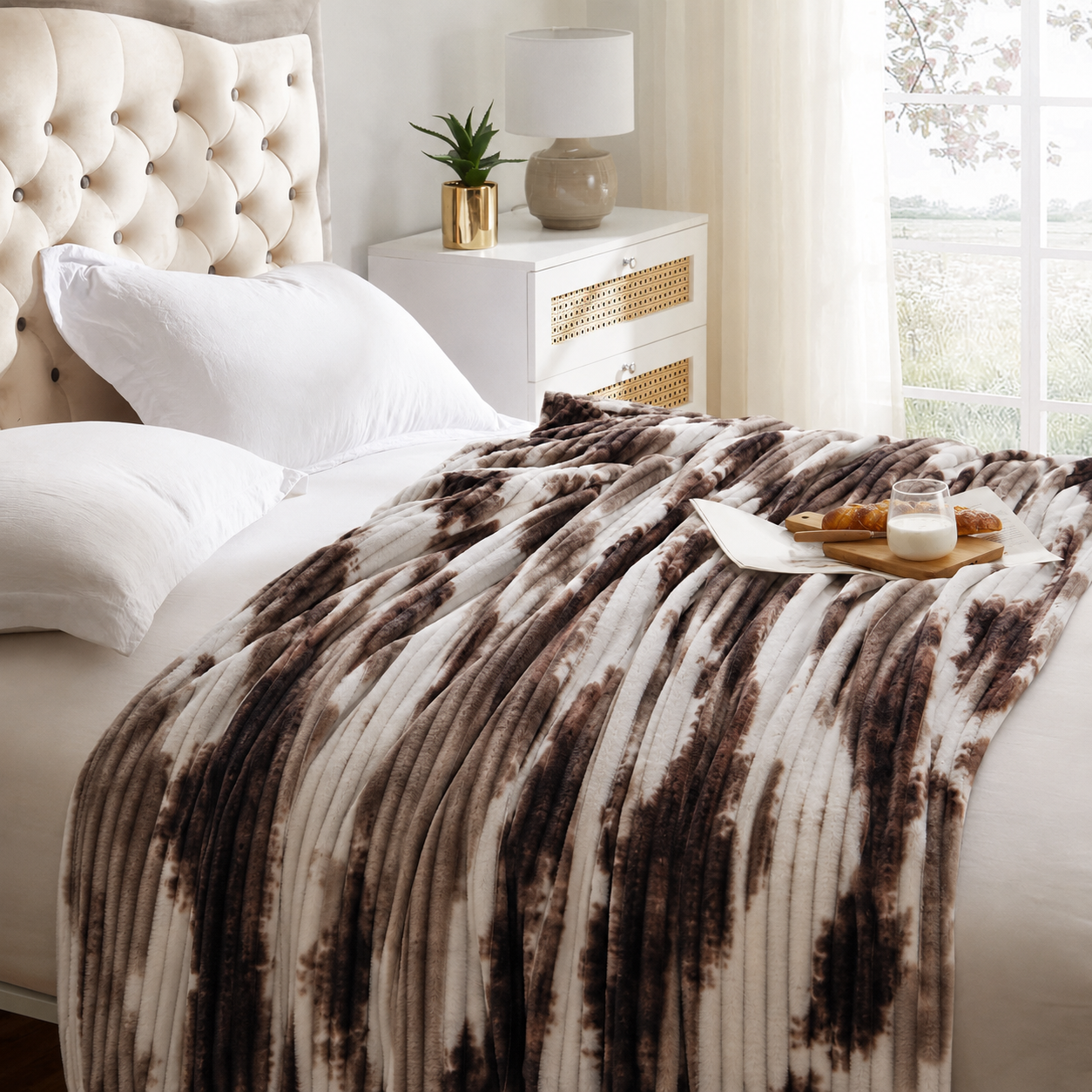Fleece Bumblebee Chocolate Brown Blanket