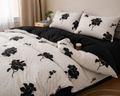 Black Flora Cotton Printed Bed Set
