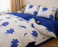 Blue Flora Cotton Printed Bed Set