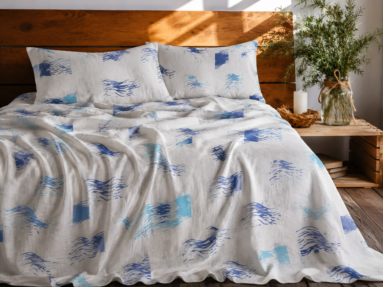 Blue Waves Bed Sheet