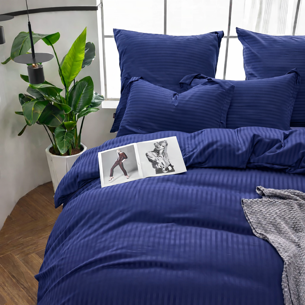 DualWeave Satin Deep Blue  Bed Set