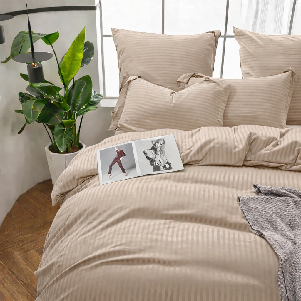 DualWeave Satin Beige Bed Set
