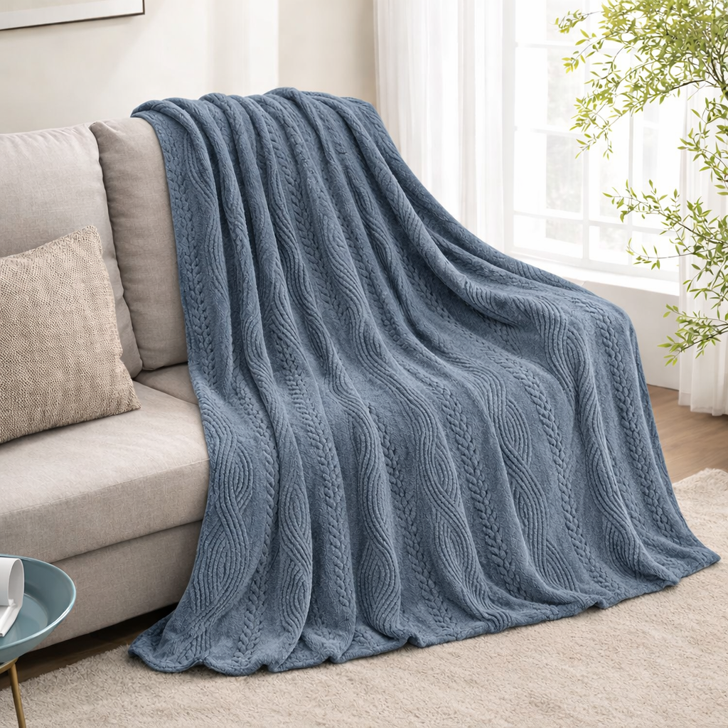 Fleece Deep Gray Embossed Blanket