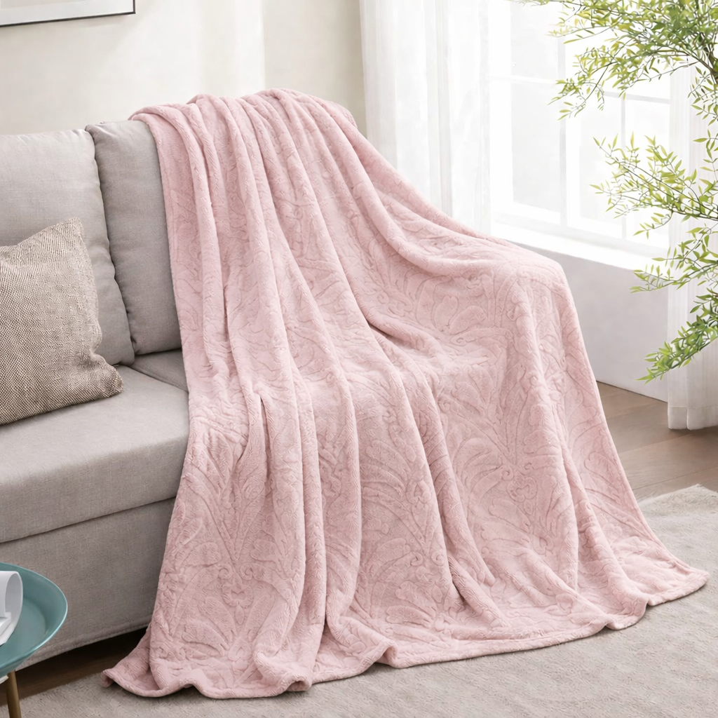 Fleece Pink Embossed Blanket