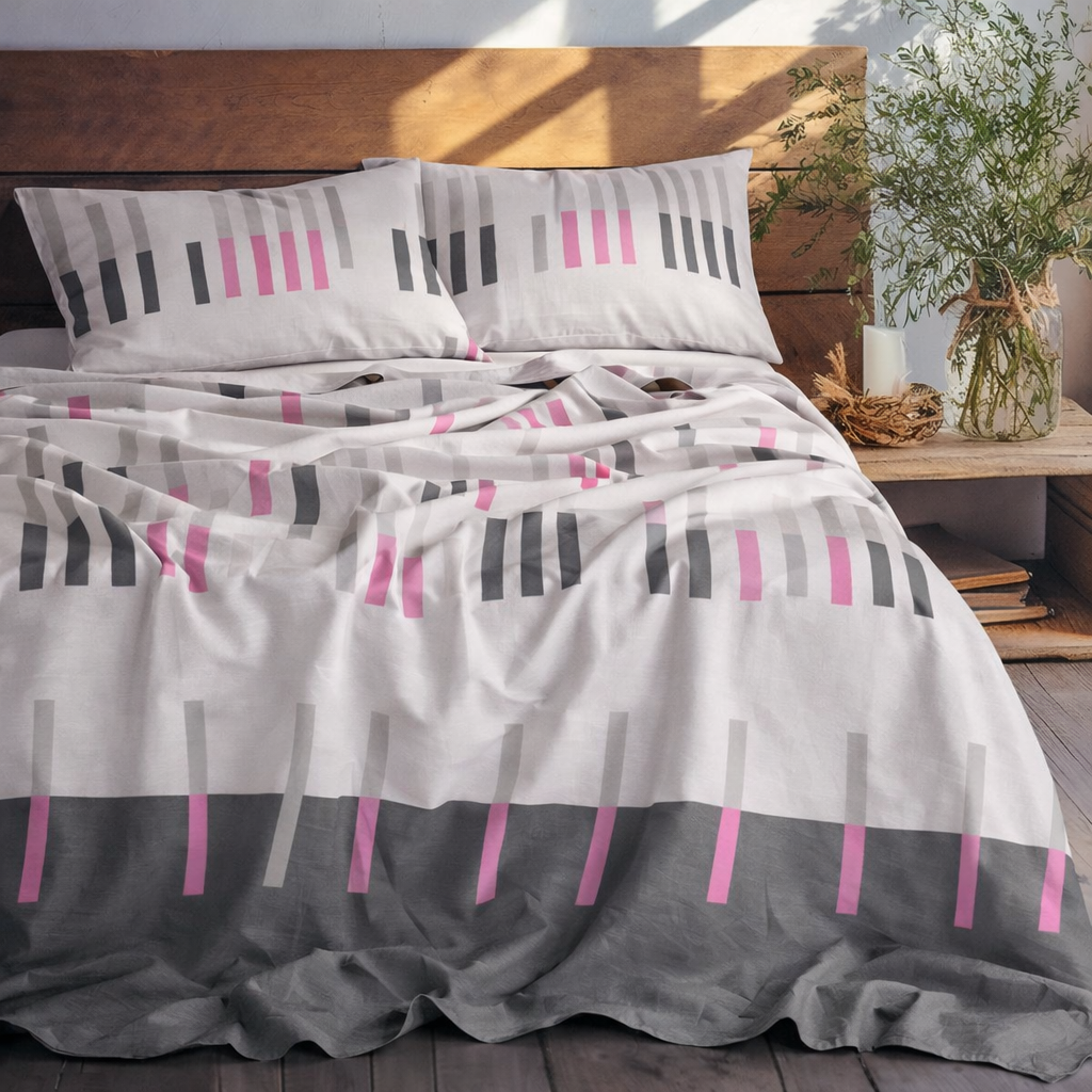 Pink Barcode Bed Sheet