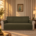 Diamond Olive Green Quilted Sofa Cover