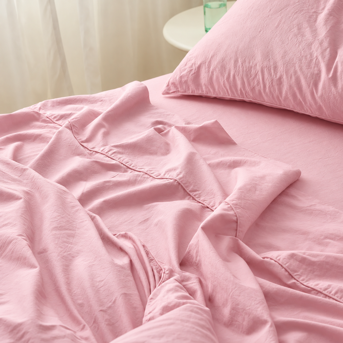 Percale Baby Pink Flat Sheet