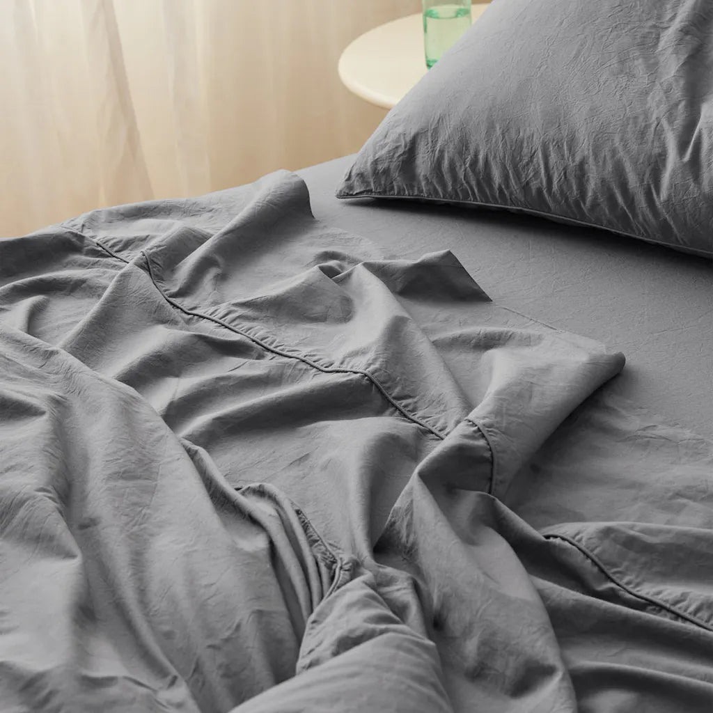 Percale Charcoal Flat Sheet