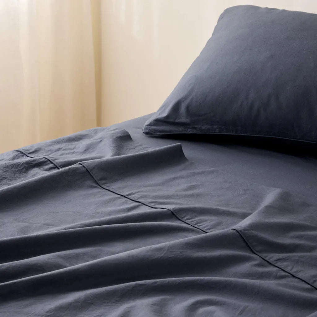 Percale Navy Flat Sheet