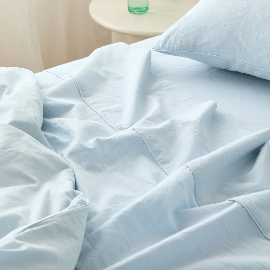 Percale Sky Blue Flat Sheet
