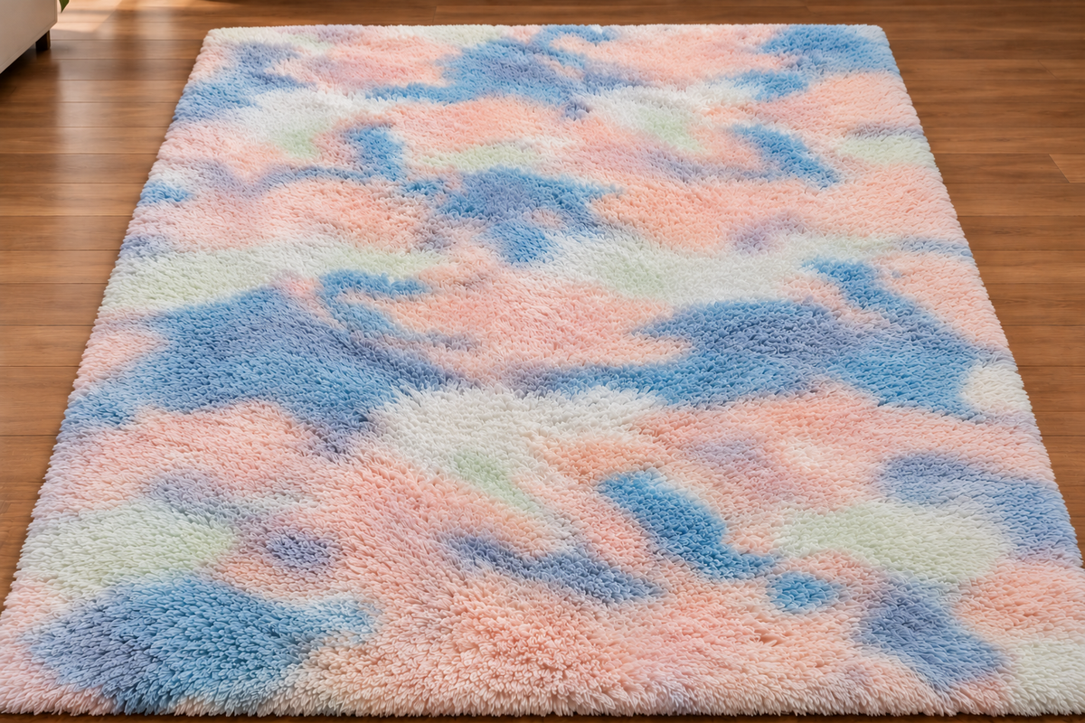 Rainbow Swirl Shaggy Rug