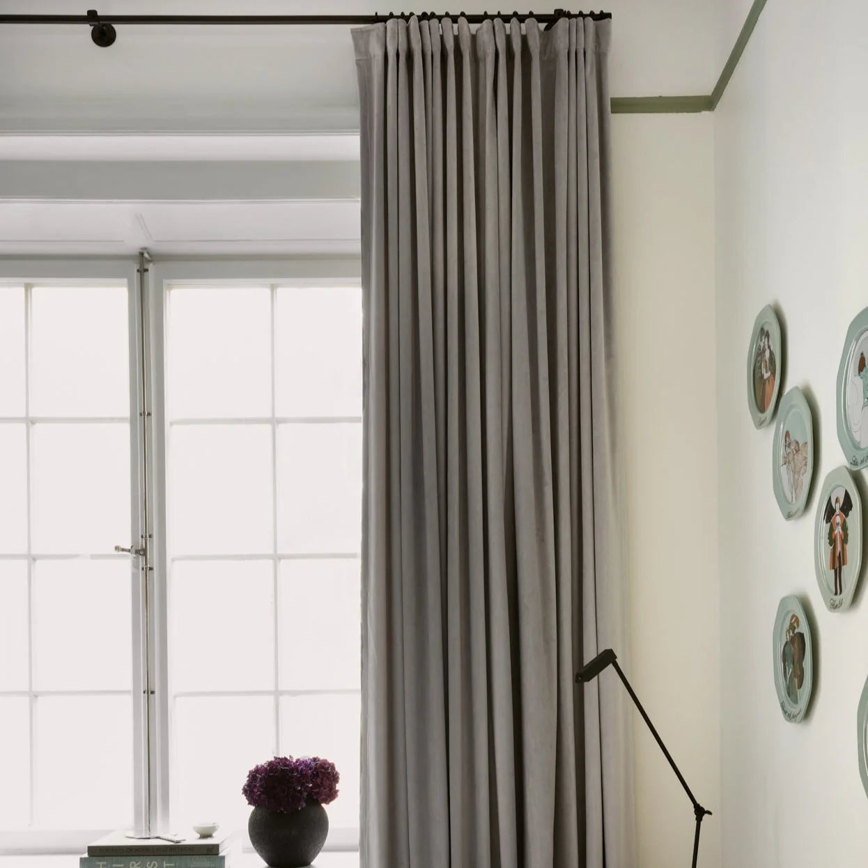 Jaguar Shady Silver Velvet Curtain