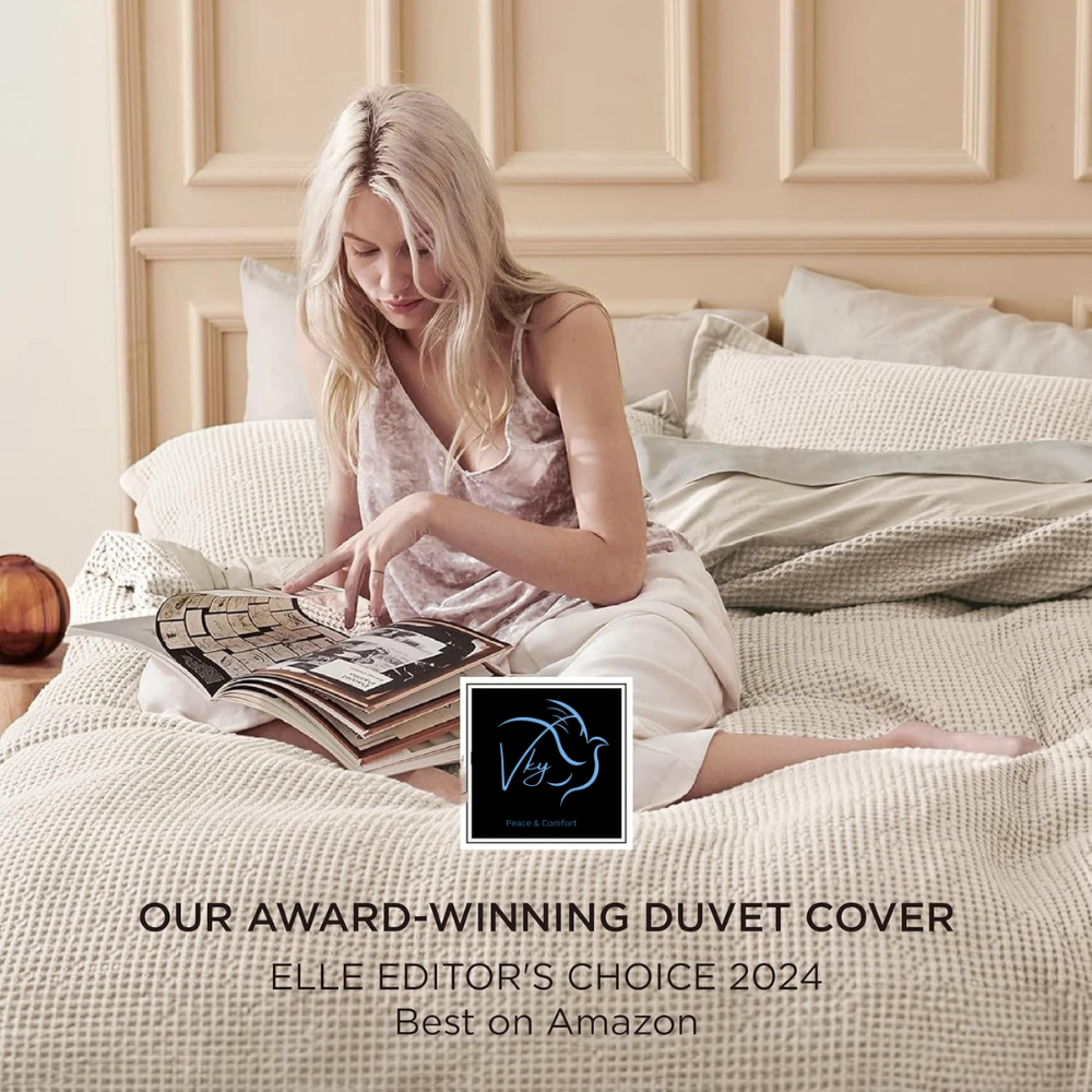 Beige Waffle Weave Duvet Set