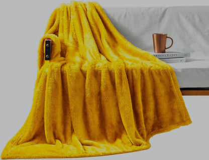 Mustard Fleece Throw Blanket