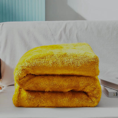 Mustard Fleece Throw Blanket
